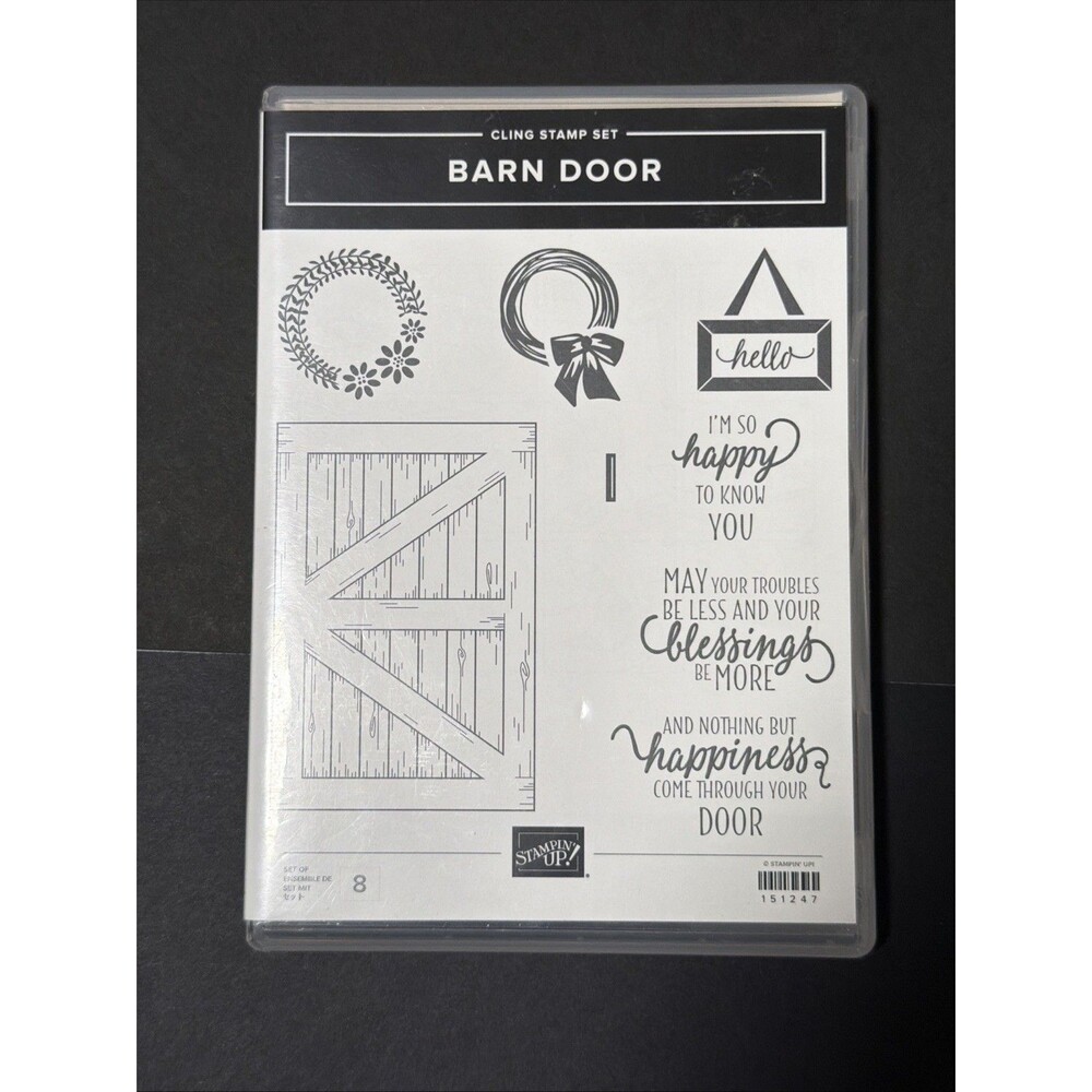 Stampin' Up Barn Door Cling Stamp Set Red rubber new
